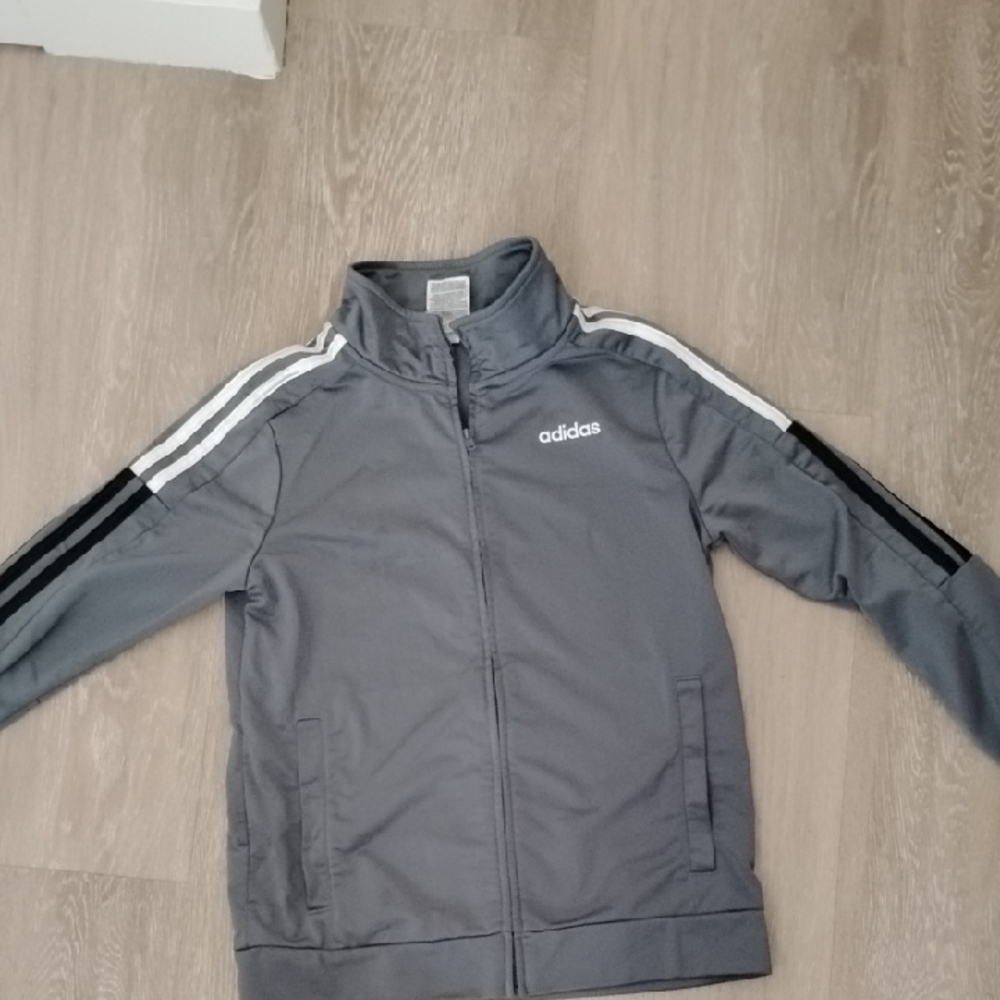 Adidas Kids Gray Jacket with Stripes